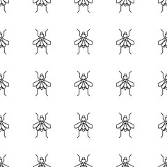 Fototapeta na wymiar Vector seamless pattern in geometric line art style with insects flies.