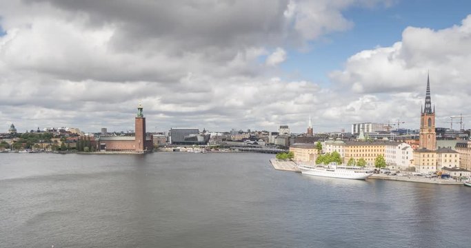 Moving time lapse of Stockholm viewed from Ivar Los Park, Stockholm, Sweden, Scandinavia, Europe