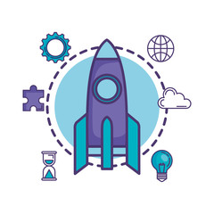 rocket launcher with set business icons