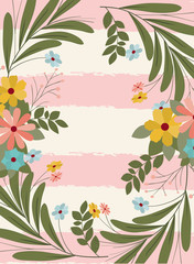 beautiful flowers with leafs isolated icon