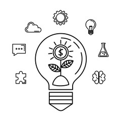 bulb light with set business icons