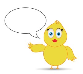 a message , chit chat or speech bubble with cute chick