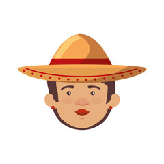 traditional mexican woman head with hat