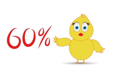 chick with 60%  percentage sign