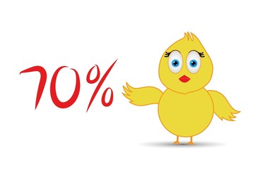 chick with 70%  percentage sign