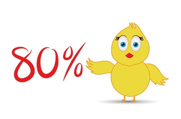 chick with 80%  percentage sign