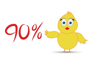 chick with 90%  percentage sign