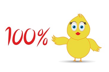 chick with 100%  percentage sign