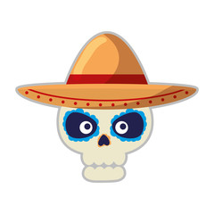 death day mask with mariachi hat