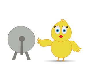 chick with satellite dish antenna