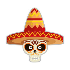 death day mask with mariachi hat
