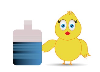 chick holding water bottle