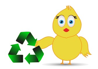 chick holding recycle concept