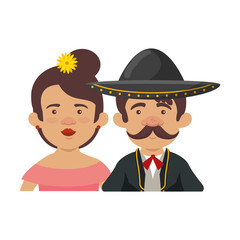 traditional mexican woman with mariachi characters