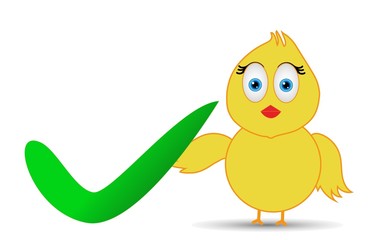 chick holding correct sign