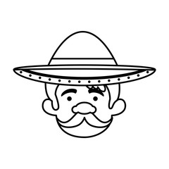 traditional mexican man head with hat