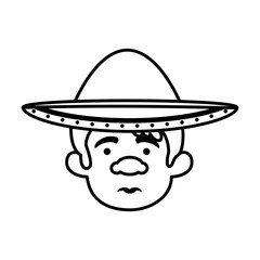 traditional mexican man head with hat