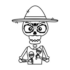 skeleton mexican with hat and maracas