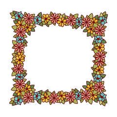 garland with flowers and leafs isolated icon