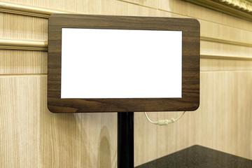 Blank menu display wooden tablet through wifi system