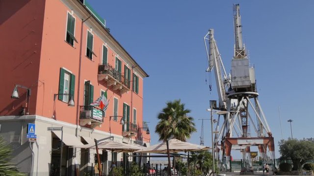 Cranes, Port Area, Oneglia, Imperia, Province of Imperia, Liguria, Italy, Europe 