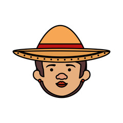 traditional mexican woman head with hat