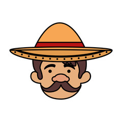traditional mexican man head with hat