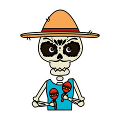 skeleton mexican with hat and maracas