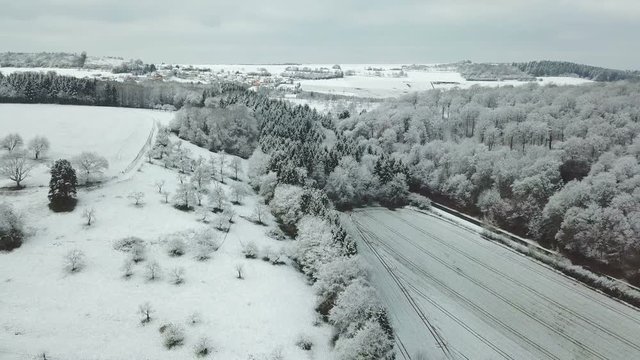 Aerial view of St. Jakobus Chapel near Fisch, Saargau, Rhineland-Palatinate, Germany, Europe