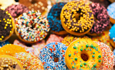Delicious colorful donuts