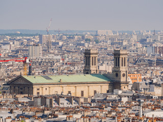 Afternoon aerial view of cityscape from Basilica of the Sacred Heart of Paris