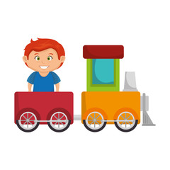 little boy with train toy
