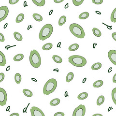 Avocado background. Fruit pattern. Seamless vector illustration with avocado.