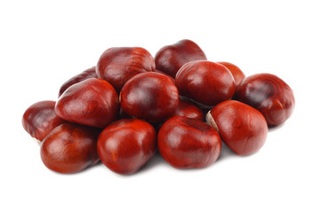 chestnuts isolated on white background. Healthy background.