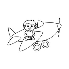 little boy with airplane toy