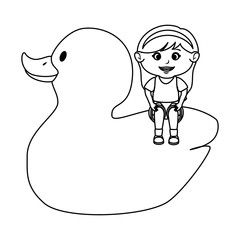 little girl with rubber ducky toy