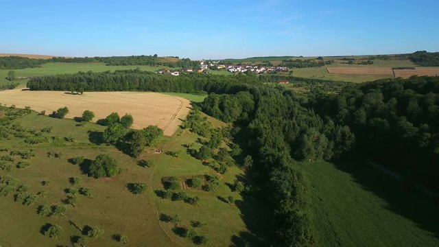 Aerial view of the church St. Jakobus near Fisch, Saargau, Rhineland-Palatinate, Germany, Europe