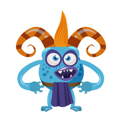 Devil Troll cute funny fairytale character, emotions, cartoon style, for books, advertising, stickers, vector, illustration, banner, isolated