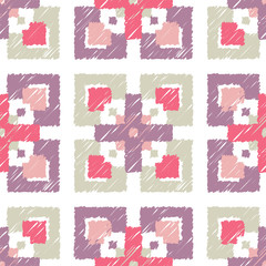 Ethnic boho seamless pattern. Mosaic of rectangles with hatching. Traditional ornament. Tribal pattern. Folk motif. Can be used for wallpaper, textile, invitation card, wrapping, web page background.