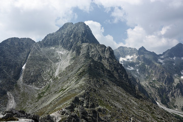 Kezmarsky stit 2556m and Maly Kezmarsky stit 2514m, view from East (Kezmarska kopa). High Tatras, Slovakia.