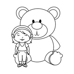 little girl with bear teddy