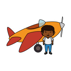 little boy with airplane toy