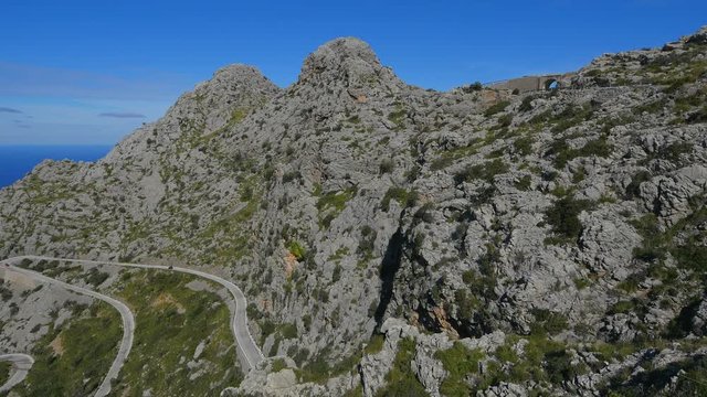 Mountain Pass Road at Coll dels Reis near Escorca, Tramuntana Mountains, Mallorca (Majorca), Balearic Islands, Spain, Mediterranean, Europe