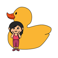 little girl with rubber ducky toy