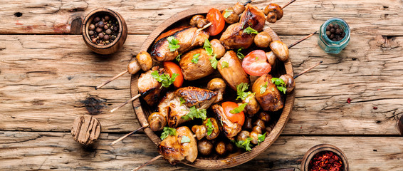 Grilled shish kebab or shashlik