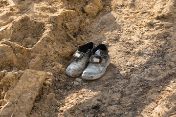 Budowa przemysł buty robotnik piach