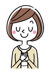 若い女性：照れる
