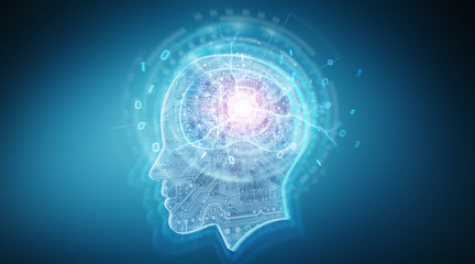 Artificial intelligence digital brain background 3D rendering
