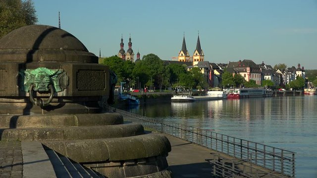 Moselle River at Deutsches Eck, Koblenz, Rhineland-Palatinate, Germany, Europe