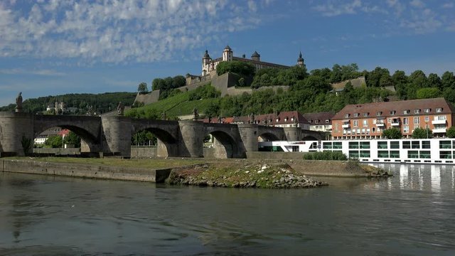 Old Bridge across River Main with Marienberg Fortress, Wuerzburg, Lower Franconia, Bavaria, Germany